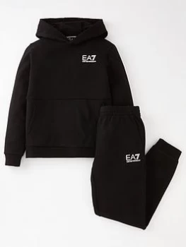 Image of EA7 Emporio Armani Boys Core Id Hoodie Tracksuit - Black/White, Size Age: 4 Years