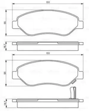 Image of Bosch 0986494345 BP1253 Brake Pad Set Disc Brake Front Axle
