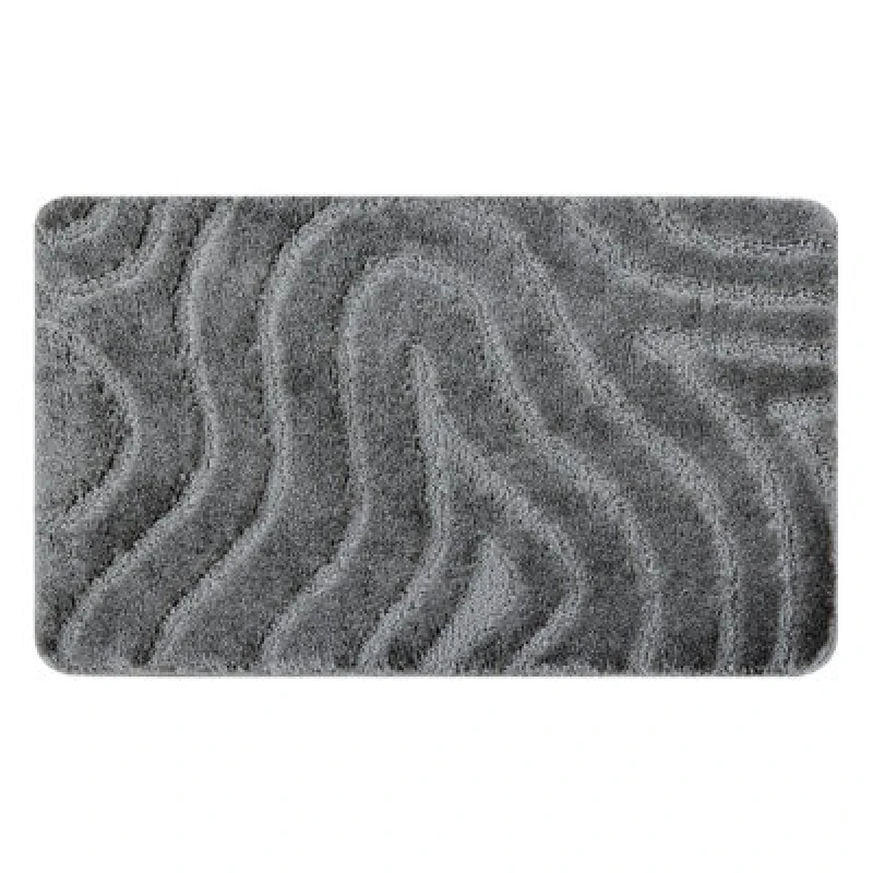 Image of RugsX Bathroom Rug Supreme Waves, Non-Slip, Soft - Grey 60X100 Cm