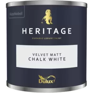 Image of Dulux Heritage Velvet Matt Chalk White Matt Emulsion Paint 125ml
