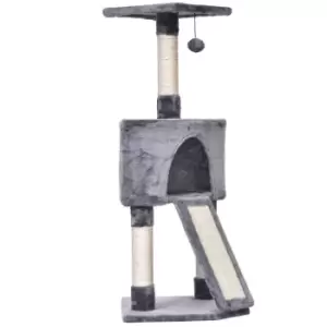 Image of PawHut Cat Tree with Condo and Ramp - Grey