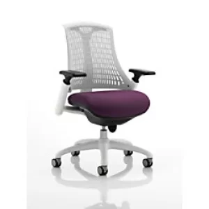 Image of Dynamic Synchro Tilt Task Operator Chair Height Adjustable Arms Flex Moonstone White Back, Tansy Purple Seat, White Frame Medium Back