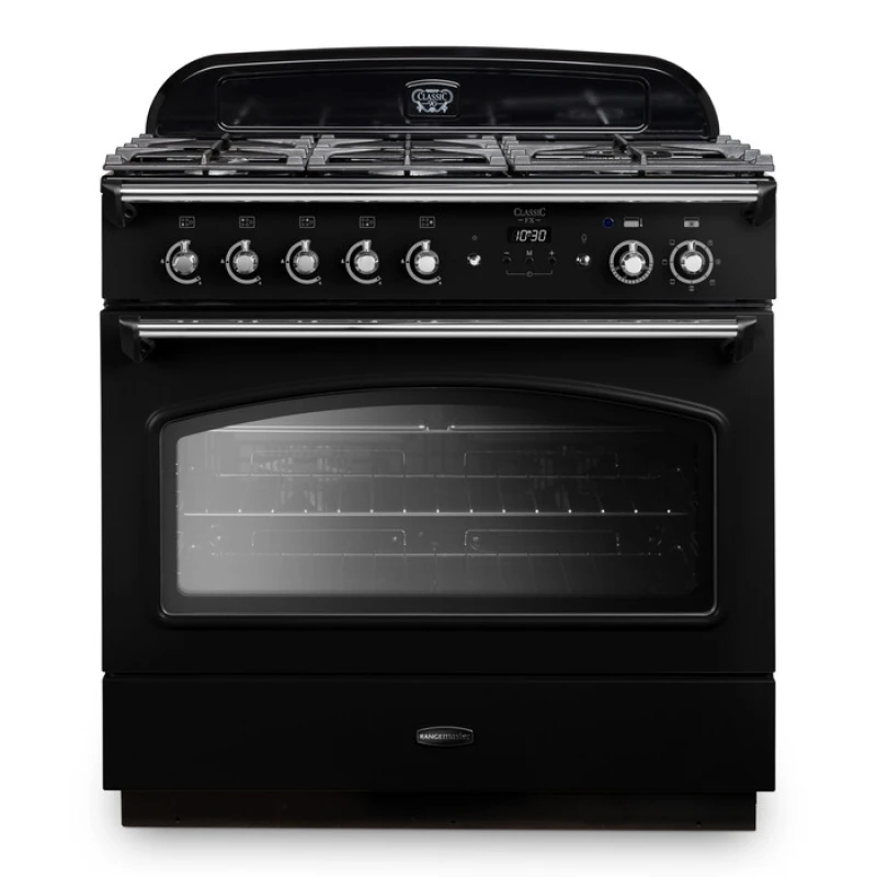 Image of Rangemaster CLAS90FXDFFBL/C Classic FX 90cm Dual Fuel Range Cooker 12822 - BLACK CLAS90FXDFFBL/C