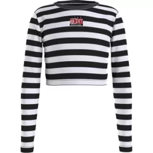 Image of Tommy Hilfiger Junior Striped Cropped T-Shirt - Black