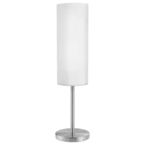 Image of Table Lamp Colour Satin Nickel Shade White Painted Satin Glass Bulb E27 1x60W