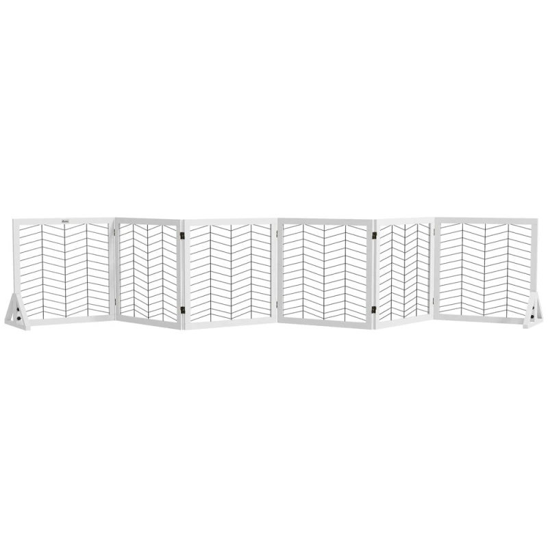 Image of PawHut 6 Panels Freestanding Dog Barrier - White D06-192V00WT