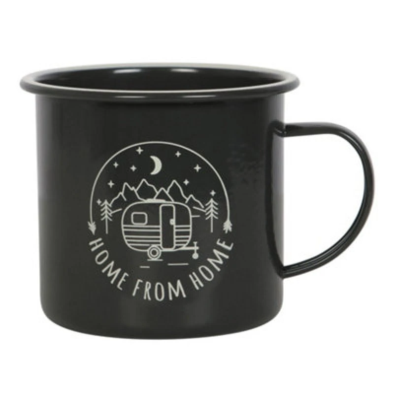 Image of Something Different Something Different Crystals And Coffee Enamel Camp Mug in Black One Size Unisex 5063425480234