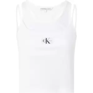 Image of Calvin Klein Jeans Badge Rib Double Layer Tank Top - White