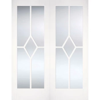 Image of LPD Reims White Primed Glazed Internal Door Pair - 1981mm x 1524mm (78 inch x 60 inch)