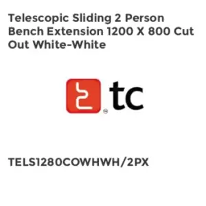 Image of TC Group Telescopic Sliding 2 Person Bench Extension 1200 x 800 Cut Out White-Wh