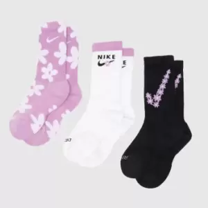 Image of Nike Pink & Black Everday Plus Socks 3 Pack