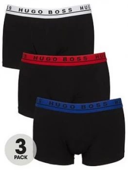 Image of Hugo Boss 3 Pack Contrast Waistband Trunks White/Red/Blue Size M Men