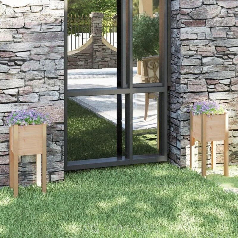 Image of VIDAXL Garden Planters 2 pcs 31x31x70cm Solid Pinewood Vidaxl 8720286815113
