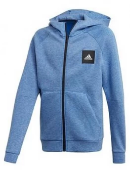 Image of Adidas Junior Boys Athletics Must Haves Full Zip Hoodie - Blue
