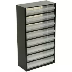 Image of 305 x 155 x 555mm 8 Drawer Parts Cabinet - Black - Wall Mounted / Standing Box
