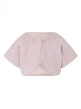 Image of Monsoon Girls Faux Fur Shrug - Pink, Size Age: 5-6 Years, Women