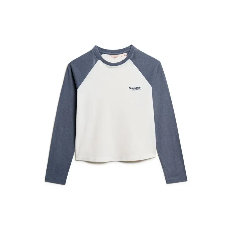 Image of Superdry Long-sleeve T-Shirt with womens logo Superdry Essential Bleu Female S