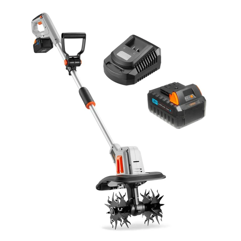 Image of Vonhaus Tiller Cordess, Electric Garden Soil Cultivator/rotavator, 20V Battery, Charger, 16Cm Tilling Depth, 20Cm Working Width