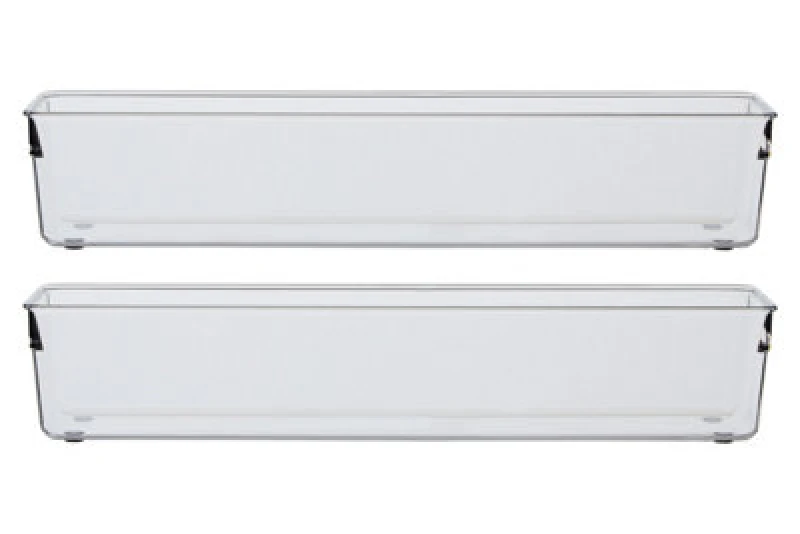 Image of Orsina Versatile Large Set Of Two Slim Kitchen Organisers, Integrated Handle Narrow Storage Boxes, Versatile Boxes