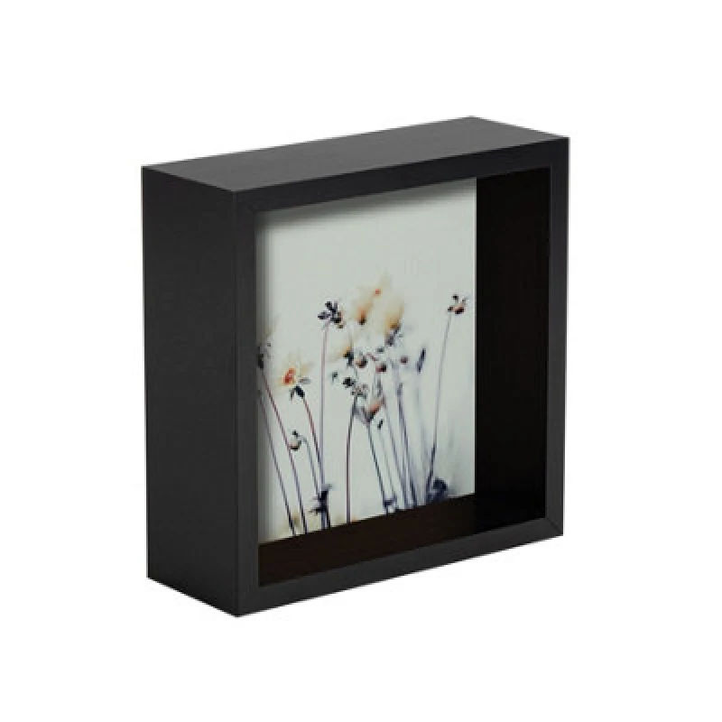 Image of Nicola Spring 6 X 6" Deep Photo Frame - Black - 3D Deep Box Picture Frame Portrait Display Case (16 X 16Cm)