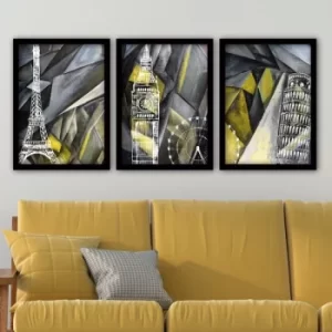 Image of 3SC140 Multicolor Decorative Framed Painting (3 Pieces)