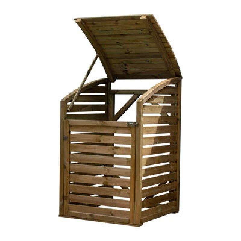 Image of Mercia Pressure Treated Single Bin Store - Timber - L80 X W80 X H125cm - Brown