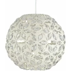 Image of Moroccan Shabby Chic Cream Metal Jewel Ball Ceiling Pendant Light Shade