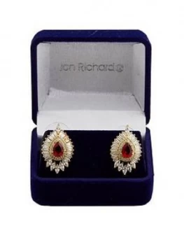 Image of Jon Richard Gold Plated Red Baguette Earrings