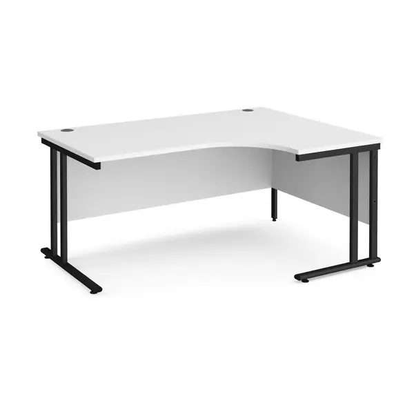 Image of Maestro 25 Right Hand Ergonomic Desk with Black Frame and White Top - 1600mm