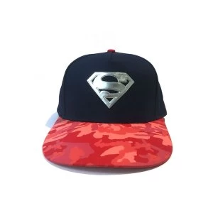 Image of DC Comics - Superman Metallic Logo Snapback Unisex Baseball Cap - Blue/Red