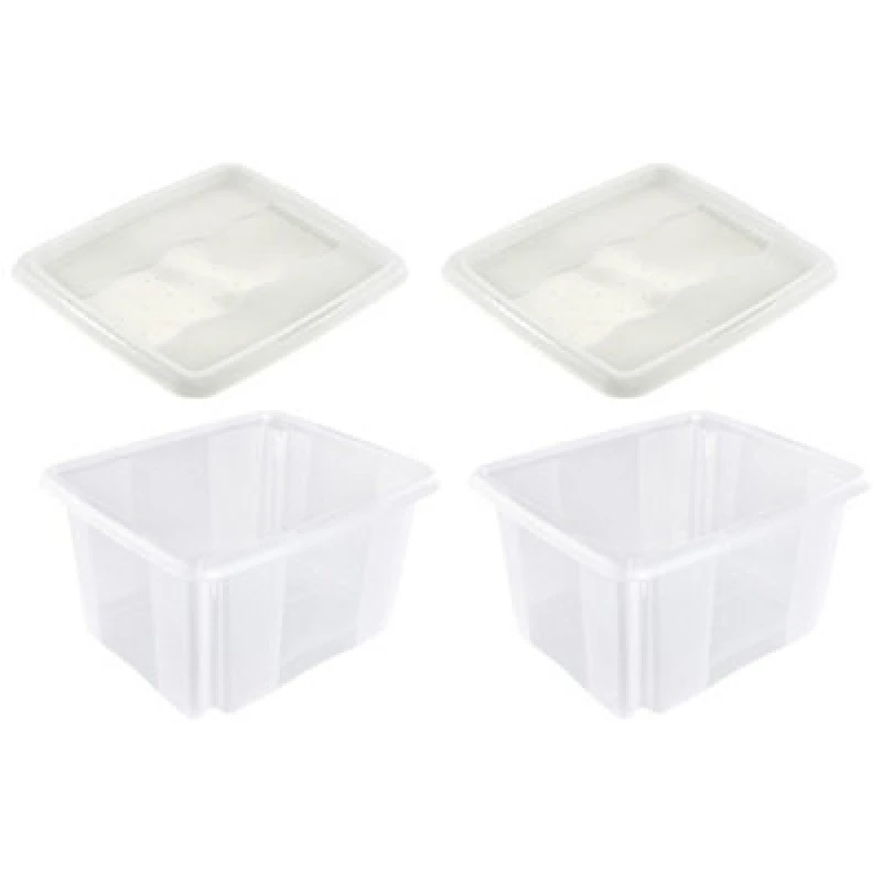 Image of Keeeper Set of 2 Storage Box 24 Litre with Lid Turn Around Stacking System Clear unisex