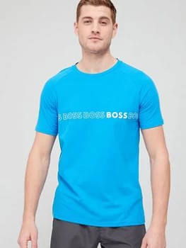 Image of BOSS Repeat Logo Swim T-Shirt - Blue Size S, Men
