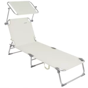 Image of Sun Lounger Ibiza Cream Aluminium with Sun Shade