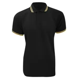 Image of Kustom Kit Mens Tipped PiquA Short Sleeve Polo Shirt (M) (Black/Sun Yellow)