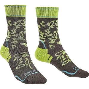 Image of Bridgedale HIKE Midweight Merino Performance Pattern Womens - Medium Brown / Lime