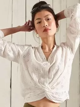 Image of Superdry Dana Twist Top -white, White, Size 16, Women