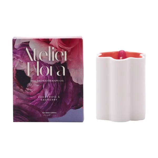Image of The Aromatherapy Company Atelier Flora 200g Candle - Violet Rose & Raspberry White