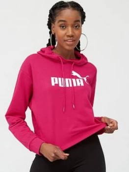 Image of Puma Ess+ Logo Cropped Hoodie - Pink