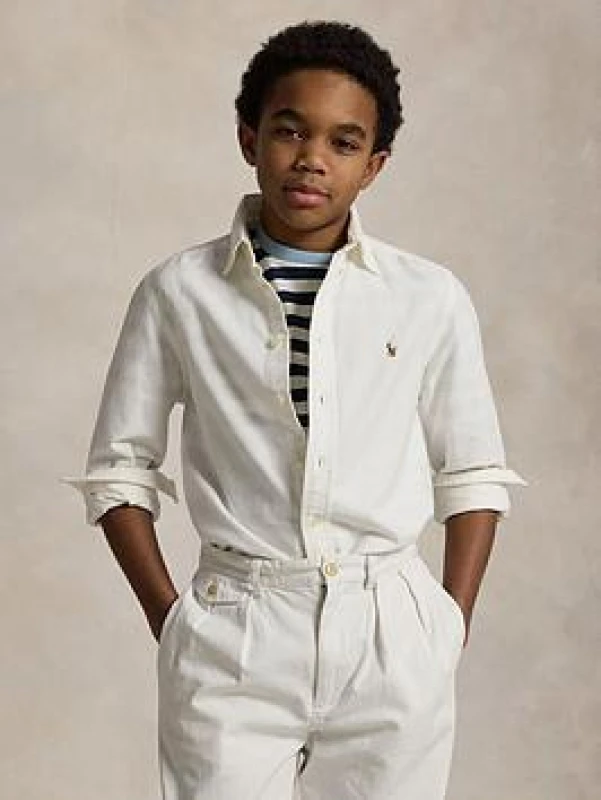 Image of Polo Ralph Lauren LS BD-TOPS-SHIRT girls's Children's Long sleeved Shirt in White