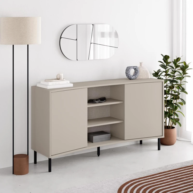 Image of FWStyle FWStyle Frem 2 Door Curved Large Sideboard Sandstone in Beige Beige One Size Unisex 5056413128300