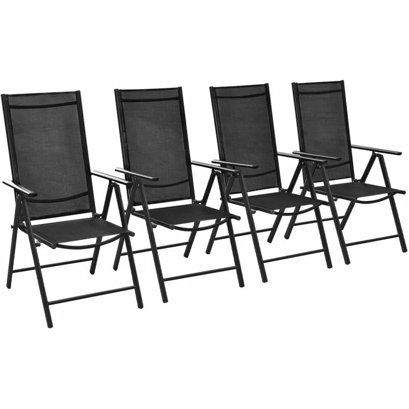 Image of VIDAXL Vidaxl - Folding Garden Chairs 4 pcs Aluminium and Textilene Black 41731