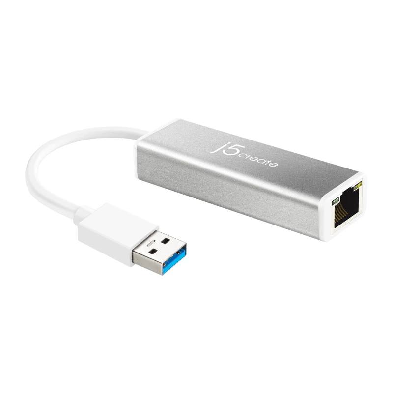 Image of j5 create j5create JUE130 USB 3.0 Gigabit Ethernet Adapter, Silver and White JUE130-N