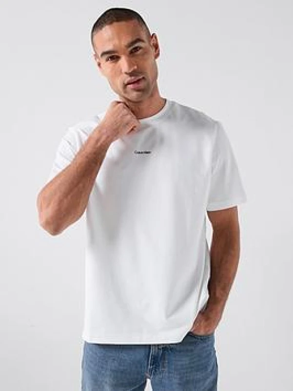 Image of Calvin Klein Cotton Pique Nano T-Shirt with Short Sleeves White Men S;M;L;XL