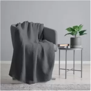 Image of Belledorm Luxury Waffle Throw (One Size) (Charcoal)