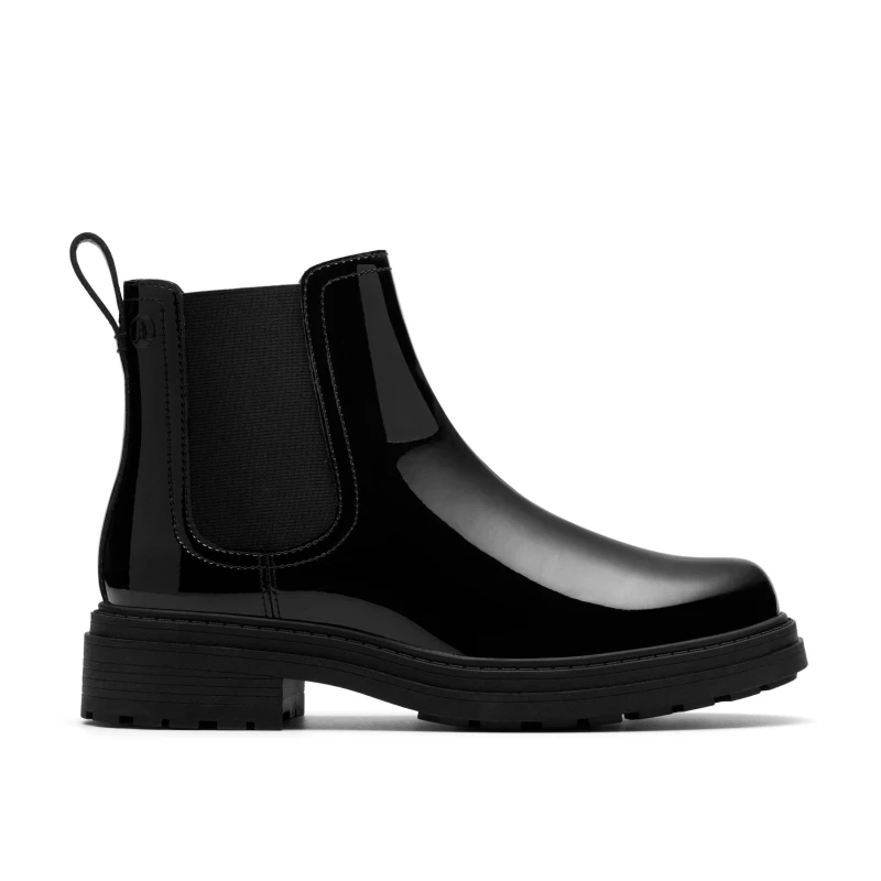Image of Clarks Clarks Women Orinoco 3 Lane Black Patent Chelsea Boots,Ankle Boots Size: 7-Standard Fit Black 7-Standard Fit Female 5063421643503