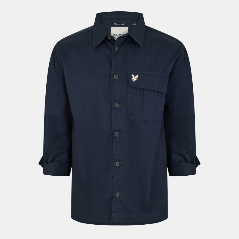 Image of Lyle and Scott Brushed Overshirt - Blue Blue S
