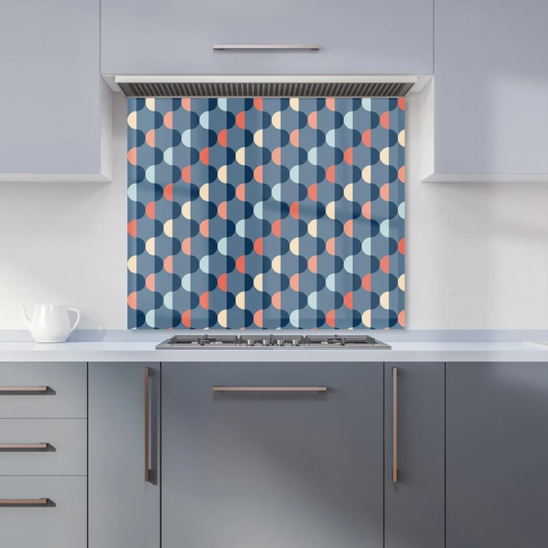 Image of Warren Reed - Designer Geometric Pattern Kitchen Splashback in Blue Size: 700mm x 650mm Blue Unisex 700mm x 650mm
