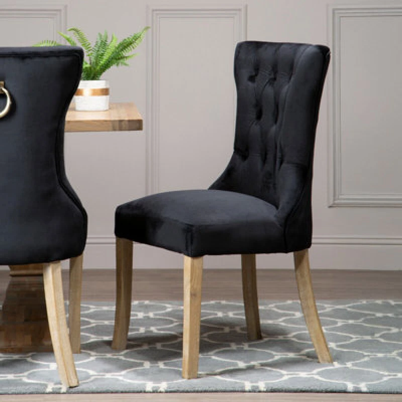 Image of Premier Housewares Buttoned Dining Chair Black