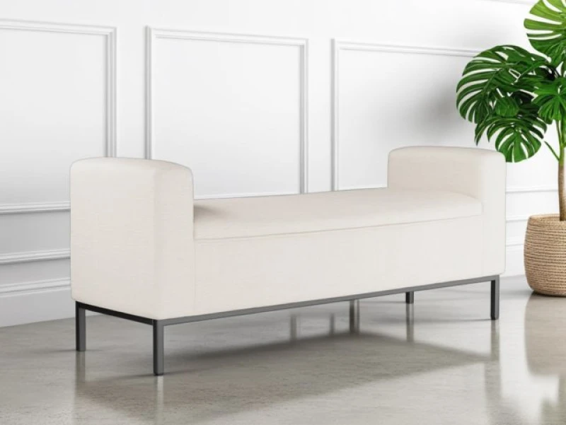 Image of LPD Serena Ivory Linen Fabric Bench