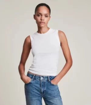 Image of AllSaints Womens Cotton Lightweight Imogen Tank, White, Size: L